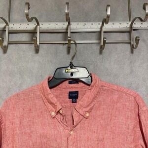 J Crew Shirt Men XL Salmon Slim Linen Cotton Heathered Button Up Casual Academia